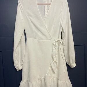 Altar'd State Cream Long Sleeve Wrap Dress
